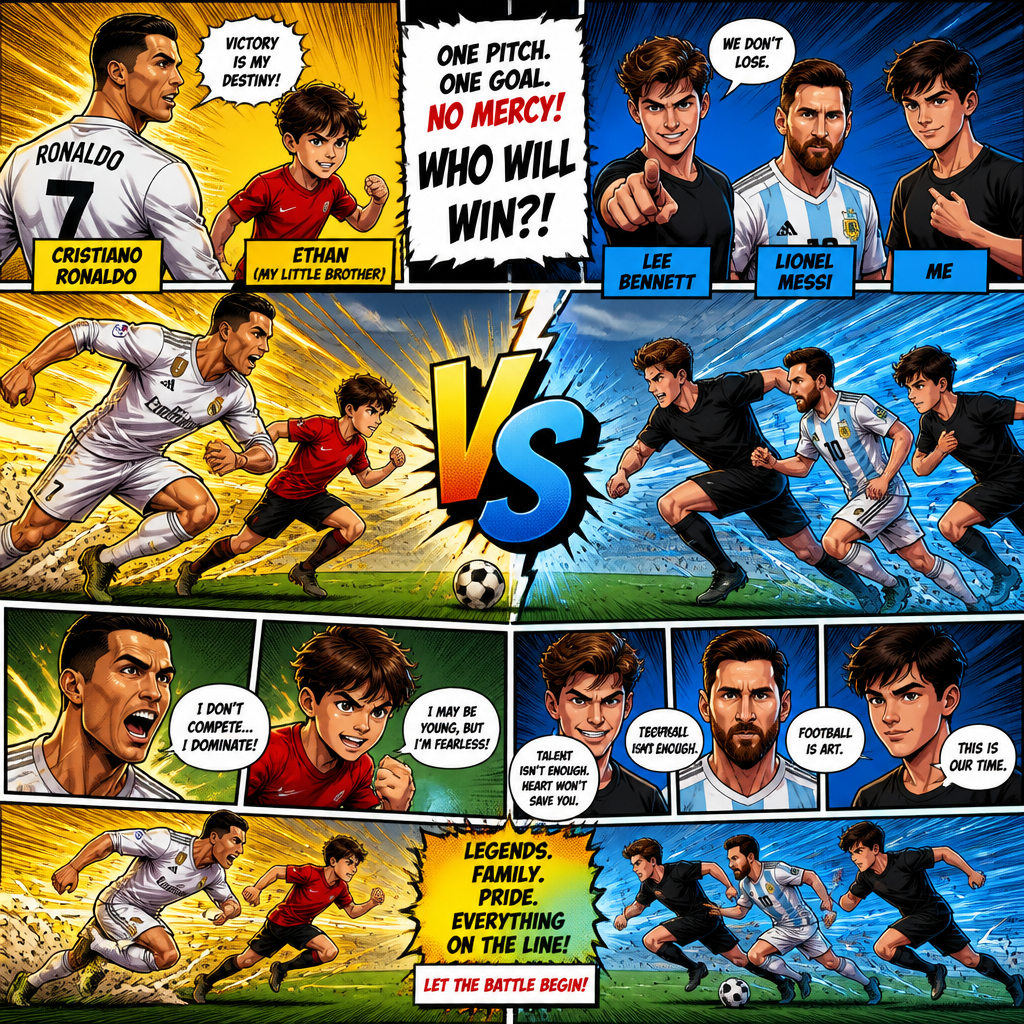 Cristiano Ronaldo and my little brother Ethan versus Lee Bennett and Messi and Messi and me win