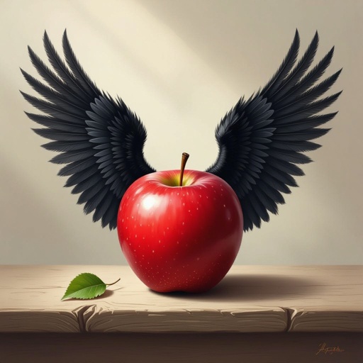 Apple with black wings