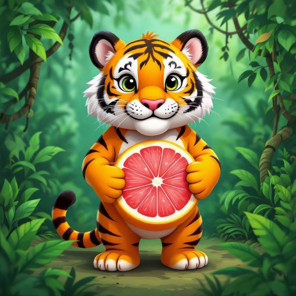 Tiger with grapefruit body 4 tiger leg in jungle