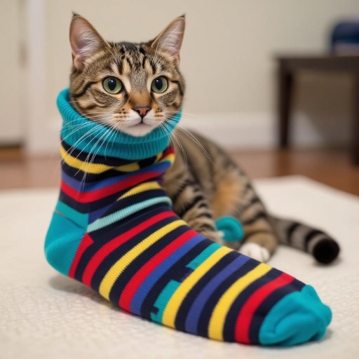 Un gatto dentro un calzino