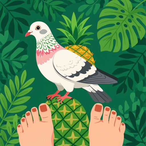 Pigeon with pineapple body 2 human foot in jungle