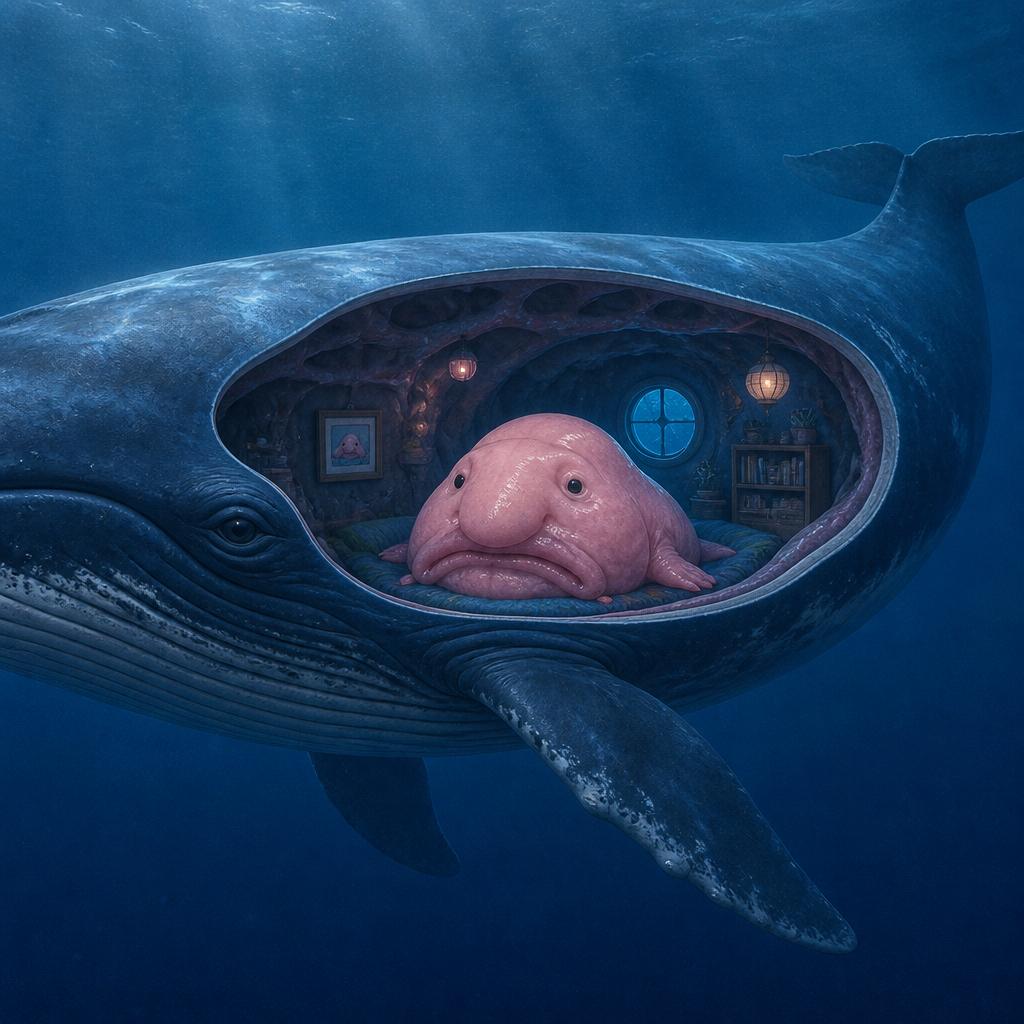 Blobvis in een walvis