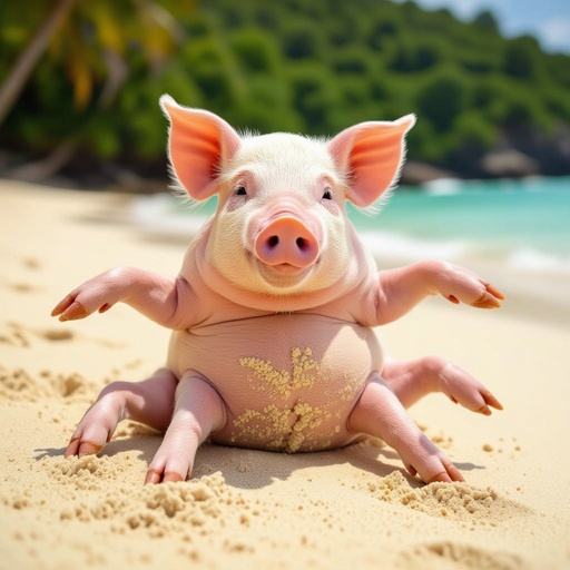 Pig bomb body 4 pig leg in beach