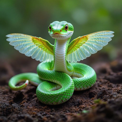 Green snake with wings