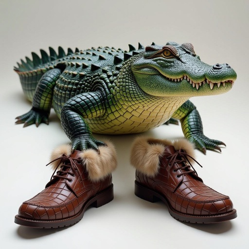 Crocadile with shoes with fur