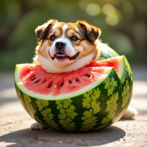 Dog with watermelon body