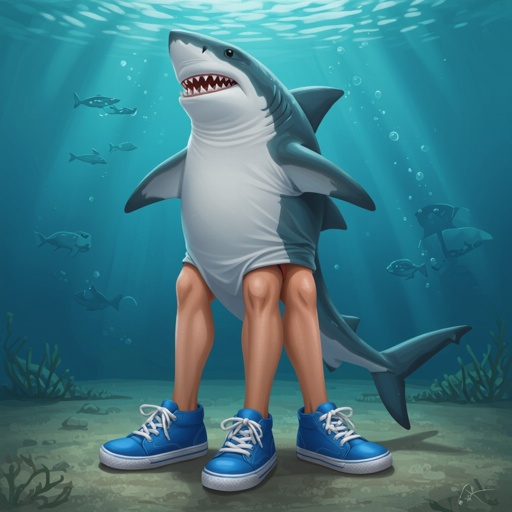 Shark 3 human leg wear 3blue shoes