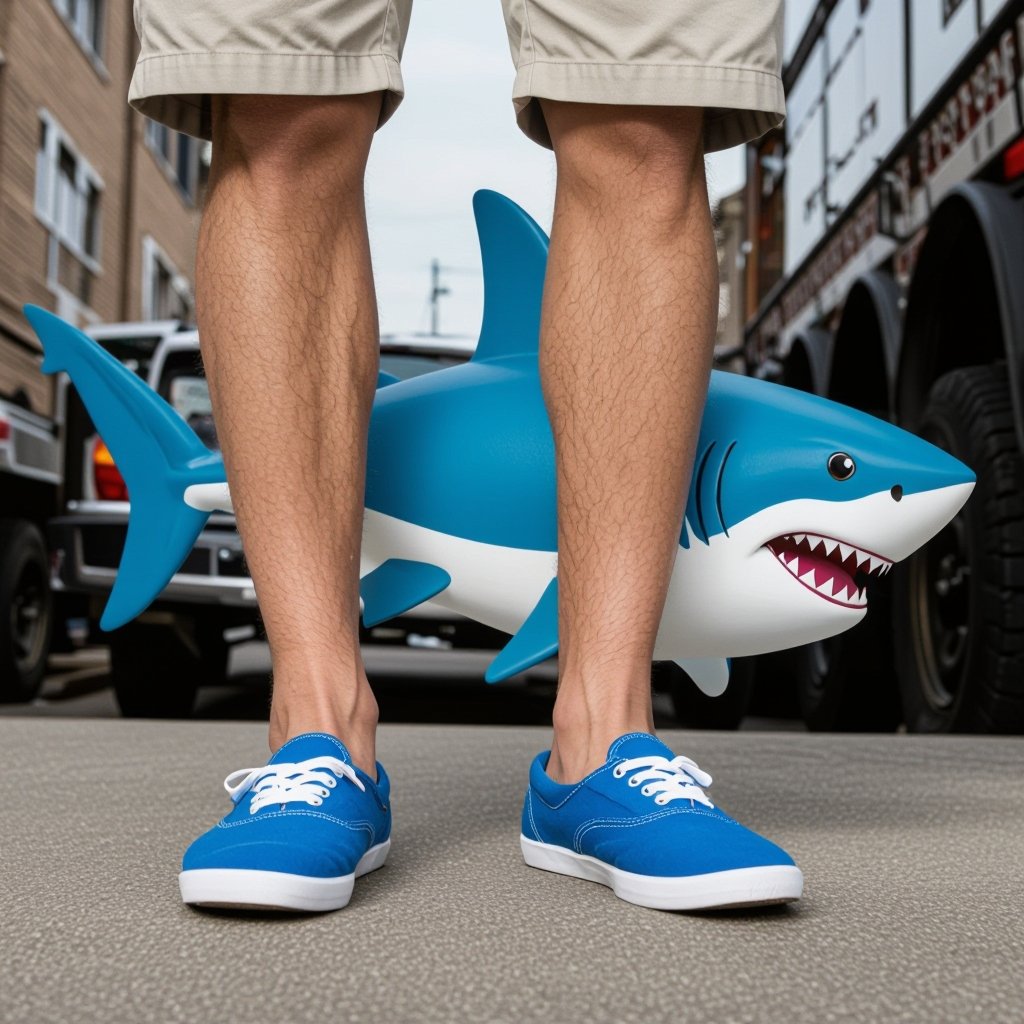 Shark 3 human leg wear 2 blue shoes