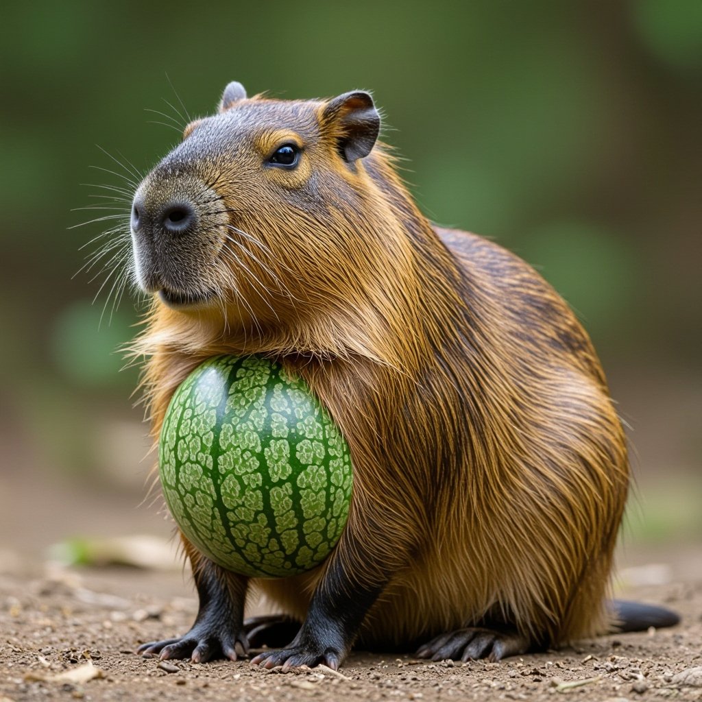 A Capybara with the body of a watermelon