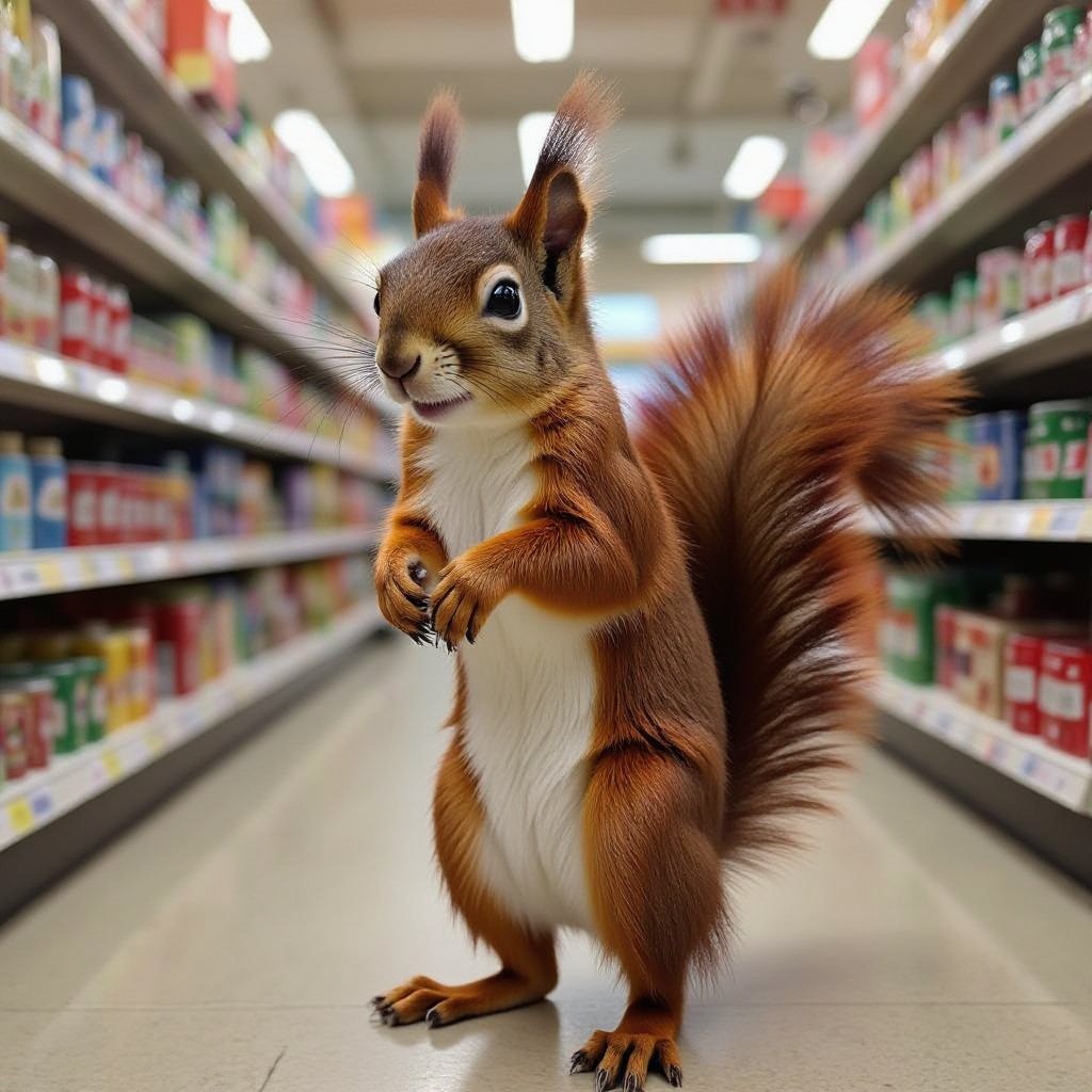 Squirrel strawber body 4 human leg in store