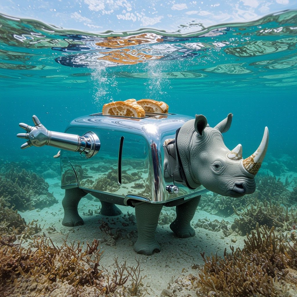 Rhino toaster body 2 rhino arm 2 rhino leg in ocean