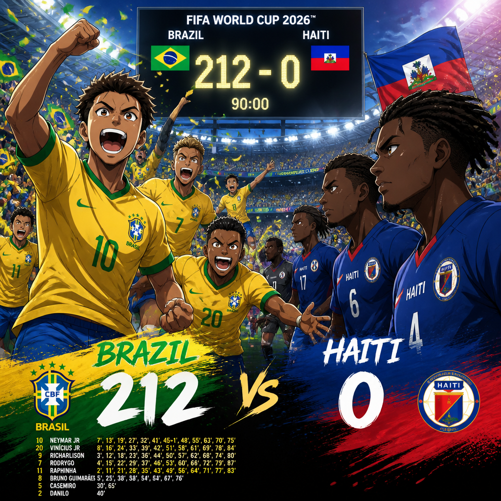 Brazil versus Haiti 2026 World Cup group 212-0 Brazil winning