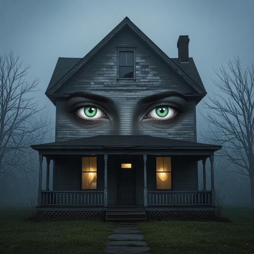 A house in the darkness it have eyes and